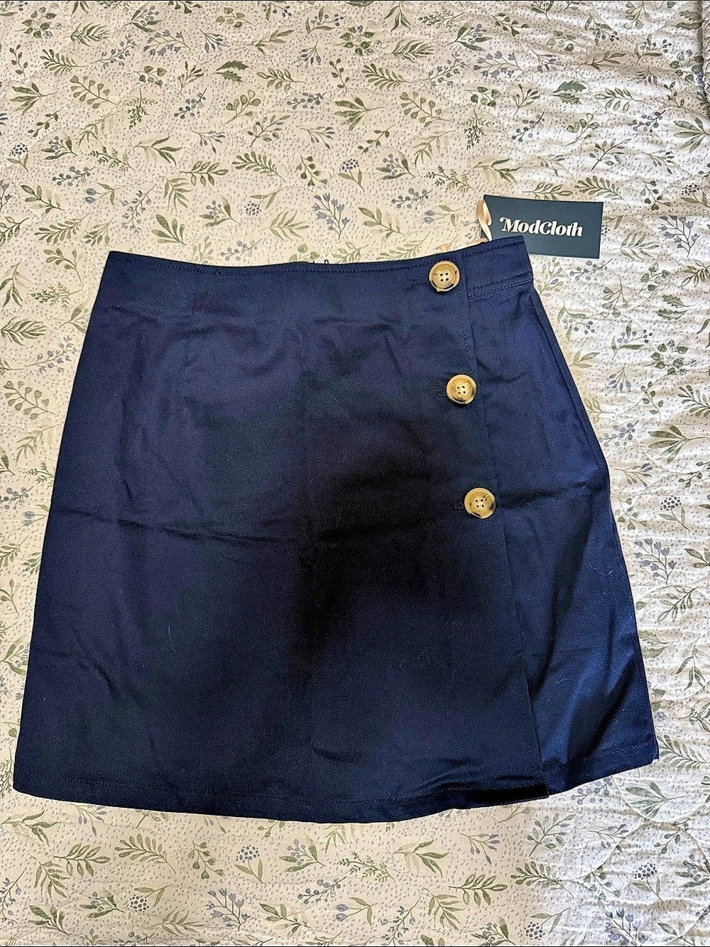 ModCloth Button Front Mini Skirt in Blue Size 2 NWT